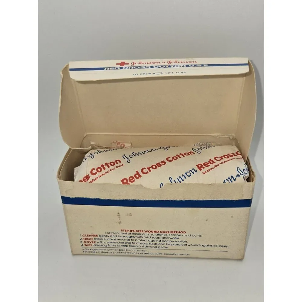 Johnson & Johnson 1980s‎ Red Cross Cotton USP First Aid Advertisement USA